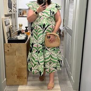 H&M Tropical Flounce Trimmed Dress